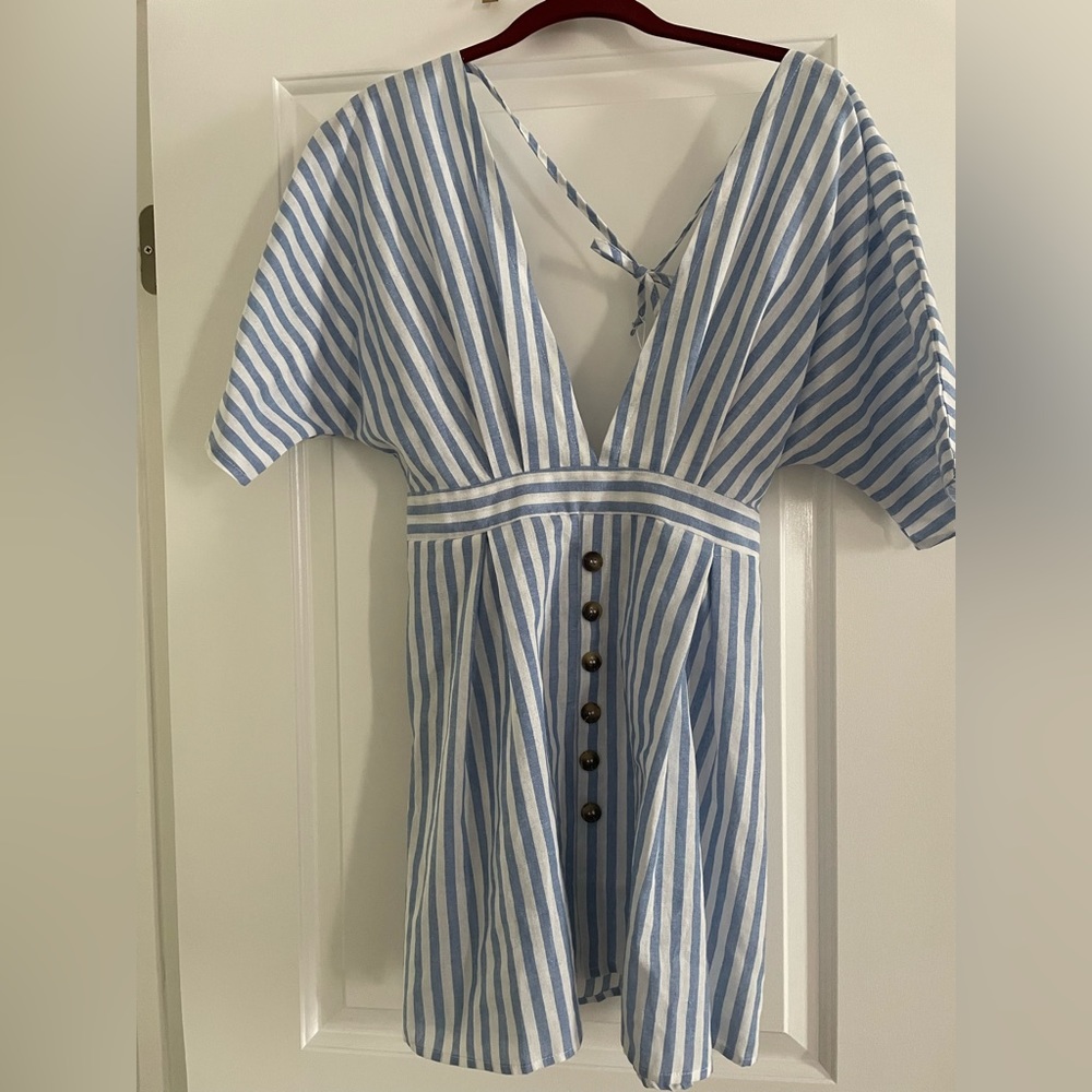 Blue and White Striped Dress